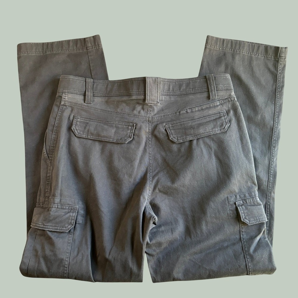 Roundtree & Yorke Mens Cargo Pants 36x34 Black Cotton Stretch Utility Straight